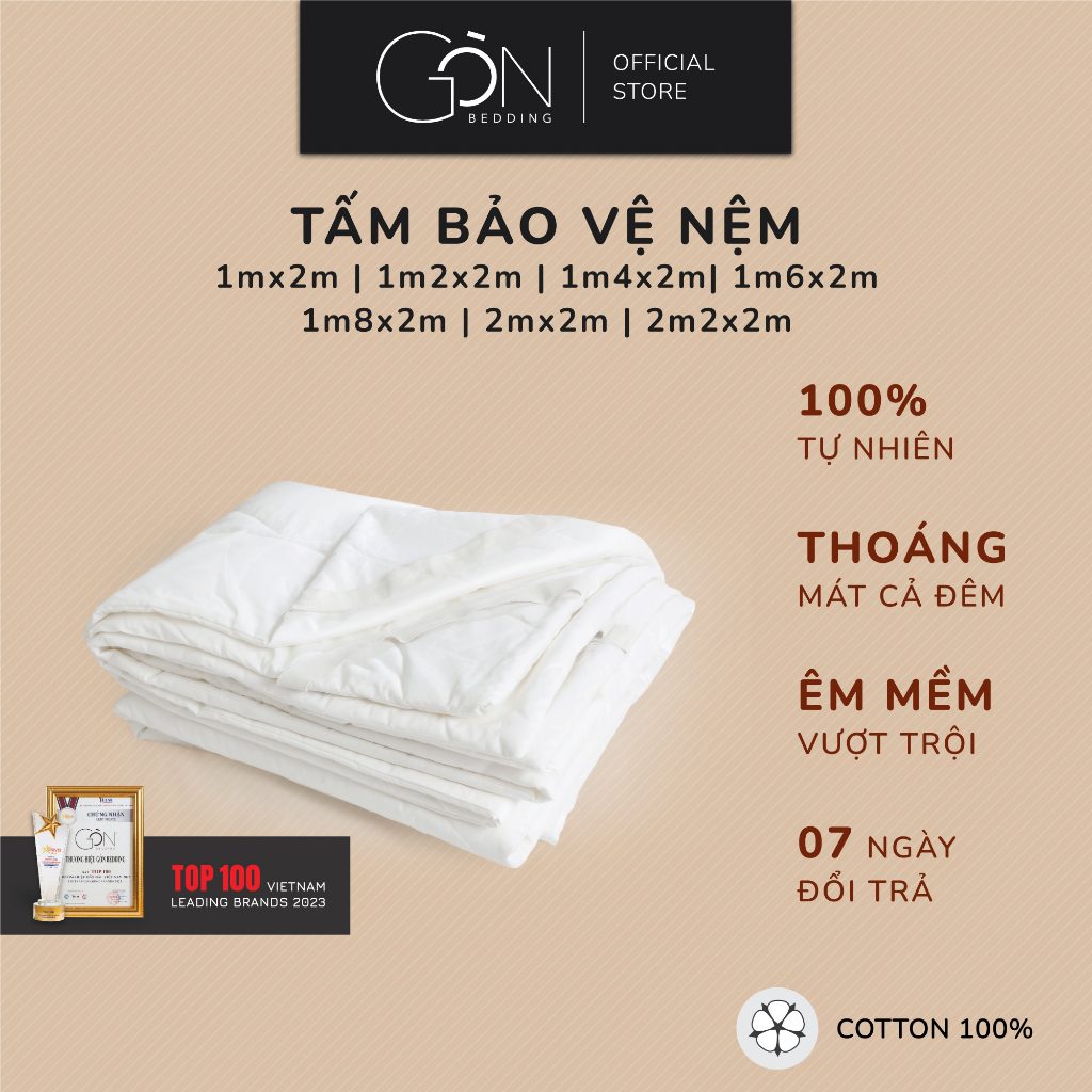Tấm Bảo Vệ Nệm Cotton 100% Gòn Bedding Nhiều Kích Thước (dễ vệ sinh, êm ái)