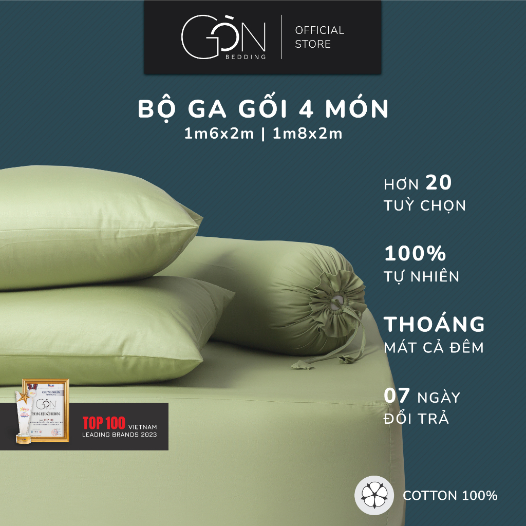 [Nhiều mẫu] Bộ Ga Gối 4 Món Gòn Bedding Cotton Satin Hàn Quốc 1m6x2m - 1m8x2m