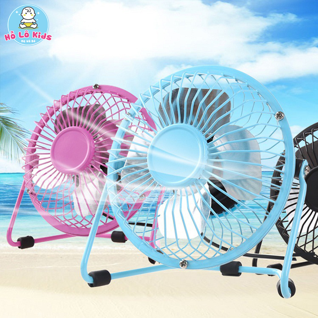 Quạt mini lồng sắt cổng USB để bàn xoay 360 độ Hồ Lô Kids