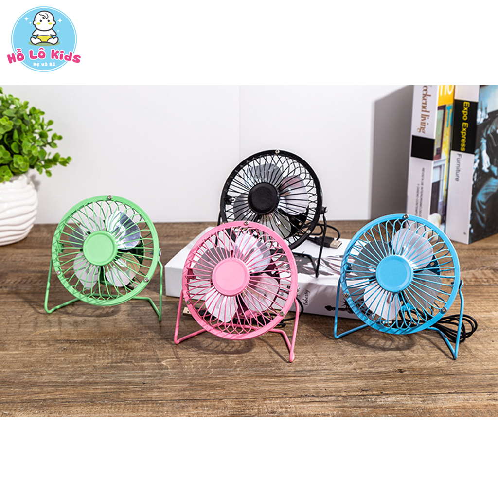 Quạt mini lồng sắt cổng USB để bàn xoay 360 độ Hồ Lô Kids