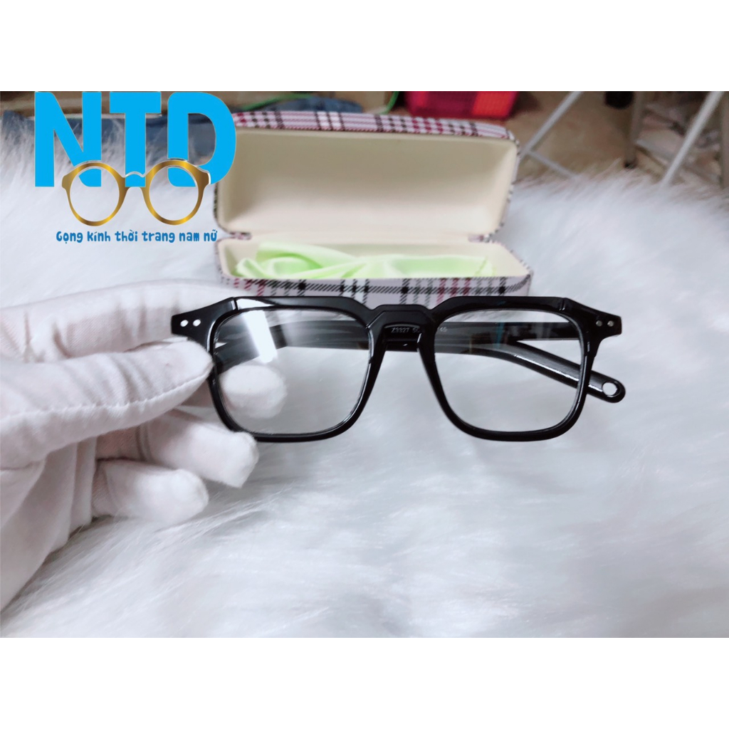 Kính Giả Cận, Gọng Kính Cận Nam Nữ NTD Z3327 Mắt Vuông Góc Cạnh Cá Tính Trong Suốt Không Độ Hàn Quốc