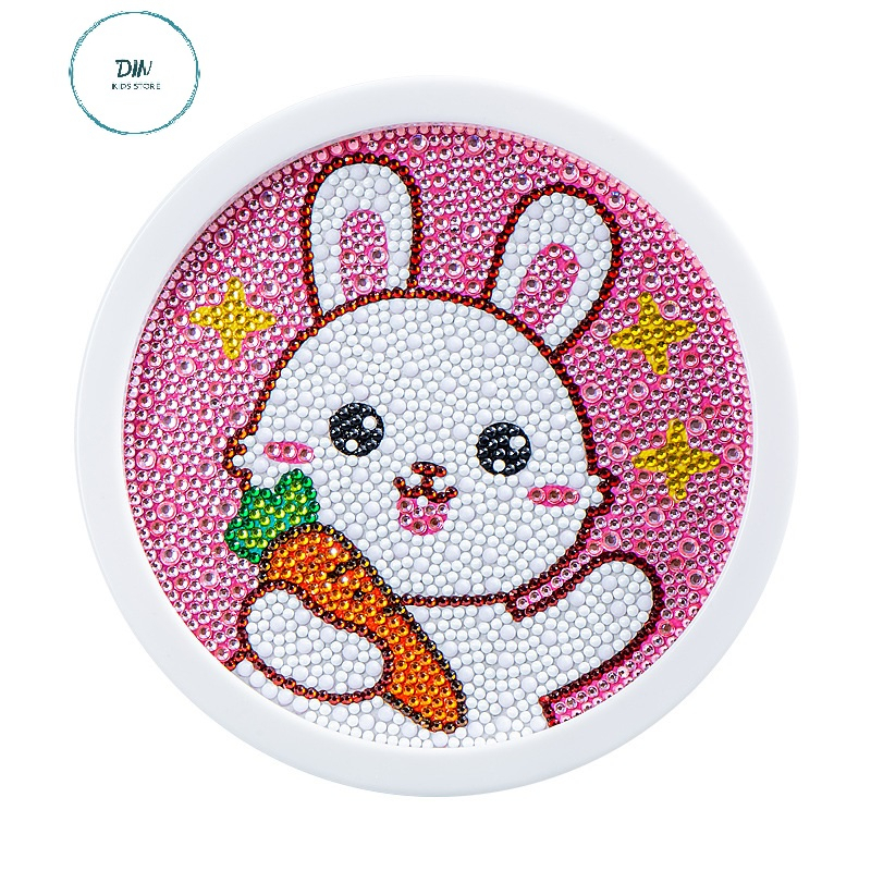 Tranh Đính Đá 5D DIY Khung Tròn  Họa Tiết Hoạt Hình Đáng Yêu Rèn Luyện Tính Kiên Trì Cho Bé