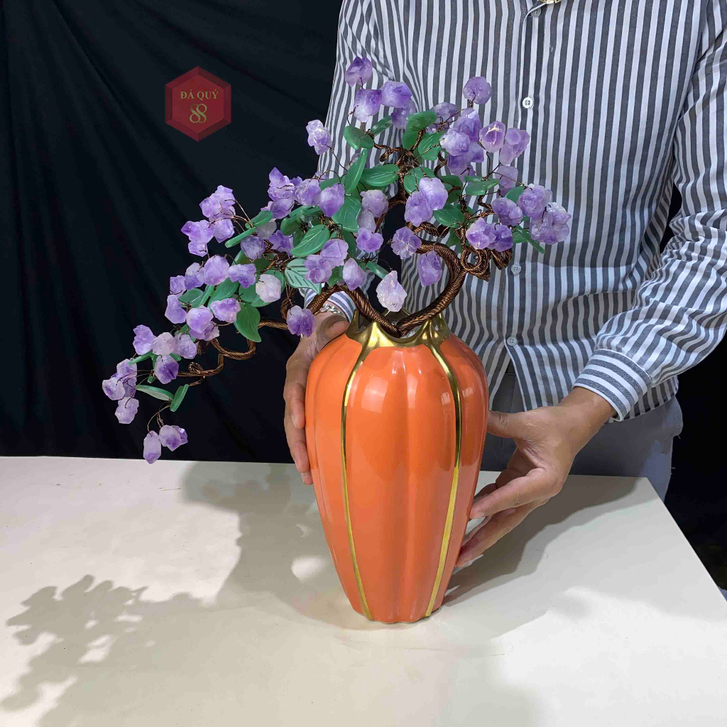 Bình Hoa Đá T.A Tím Tự Nhiên 56cm