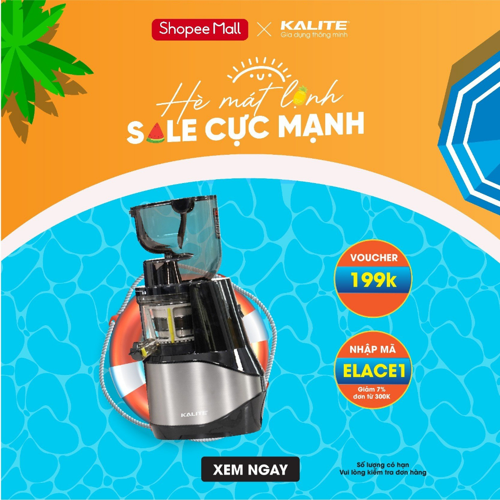 Máy ép chậm Kalite KL599 ép trái cây nguyên quả, công suất cực khoẻ 400W, ép kiệt bã rau củ quả
