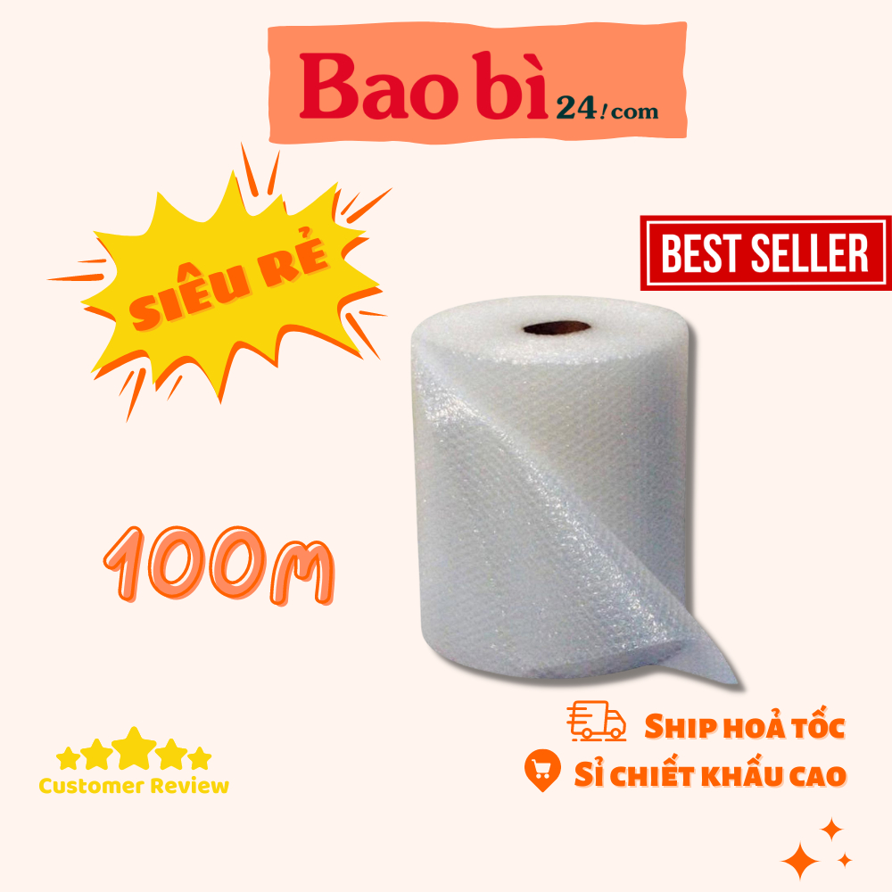 BaoBi24 Cuộn Bóng Khí - xốp nổ - Gói hàng - Bọc hàng - Dài 100m Kích thước 20cm, 30cm, 40cm