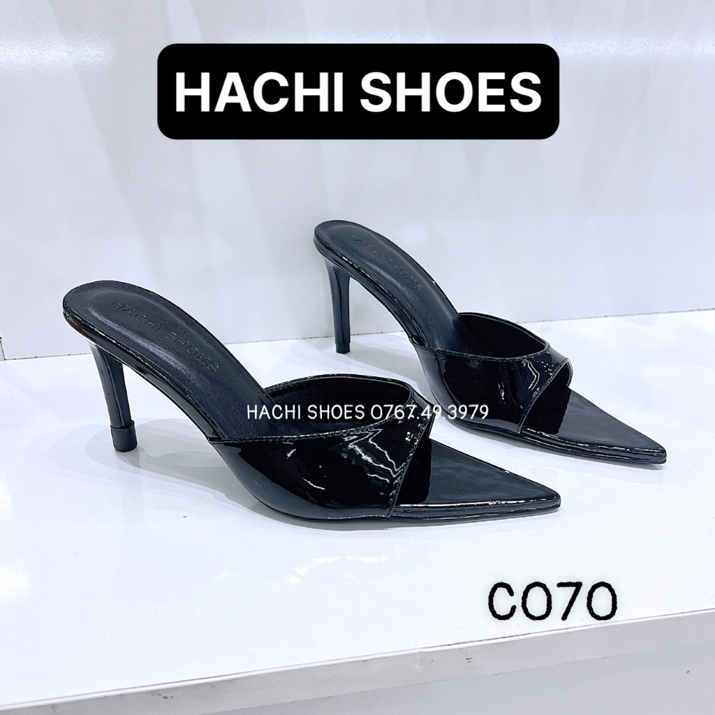 Dép guốc nữ mũi nhọn quai trong gót nhọn 7p - 9p B009 Hachi shoes