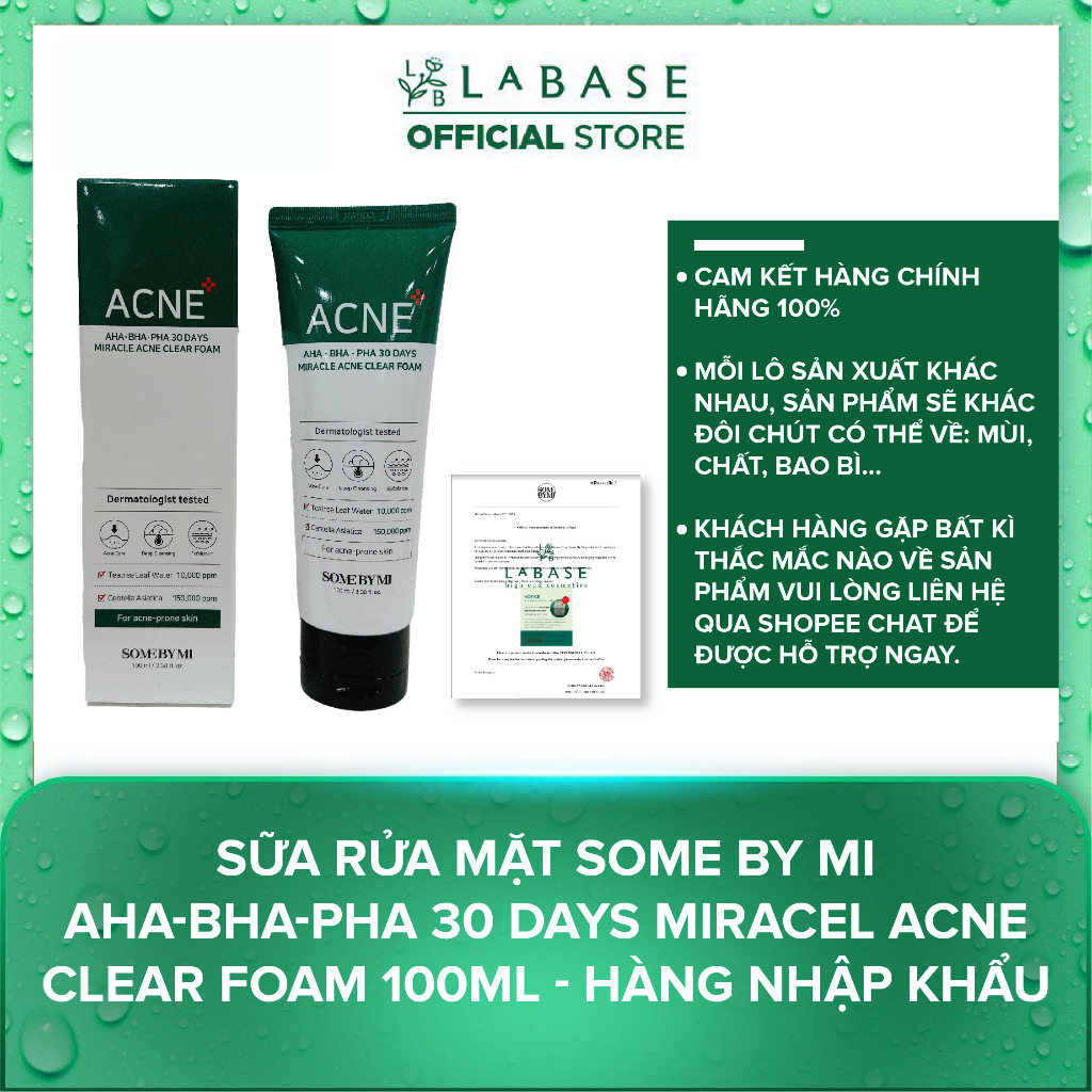 Sữa Rửa Mặt Some By Mi AHA-BHA-PHA 30 Days Miracel Acne Clear Foam 100ml - Hàng Nhập Khẩu
