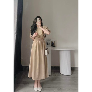 Áo croptop tay bồng + chân váy xoè By Samhyewear