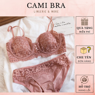 Bộ đồ lót ren mút mỏng có gọng dẻo quả ngang tháo được dây mặc như áo lót quây B23