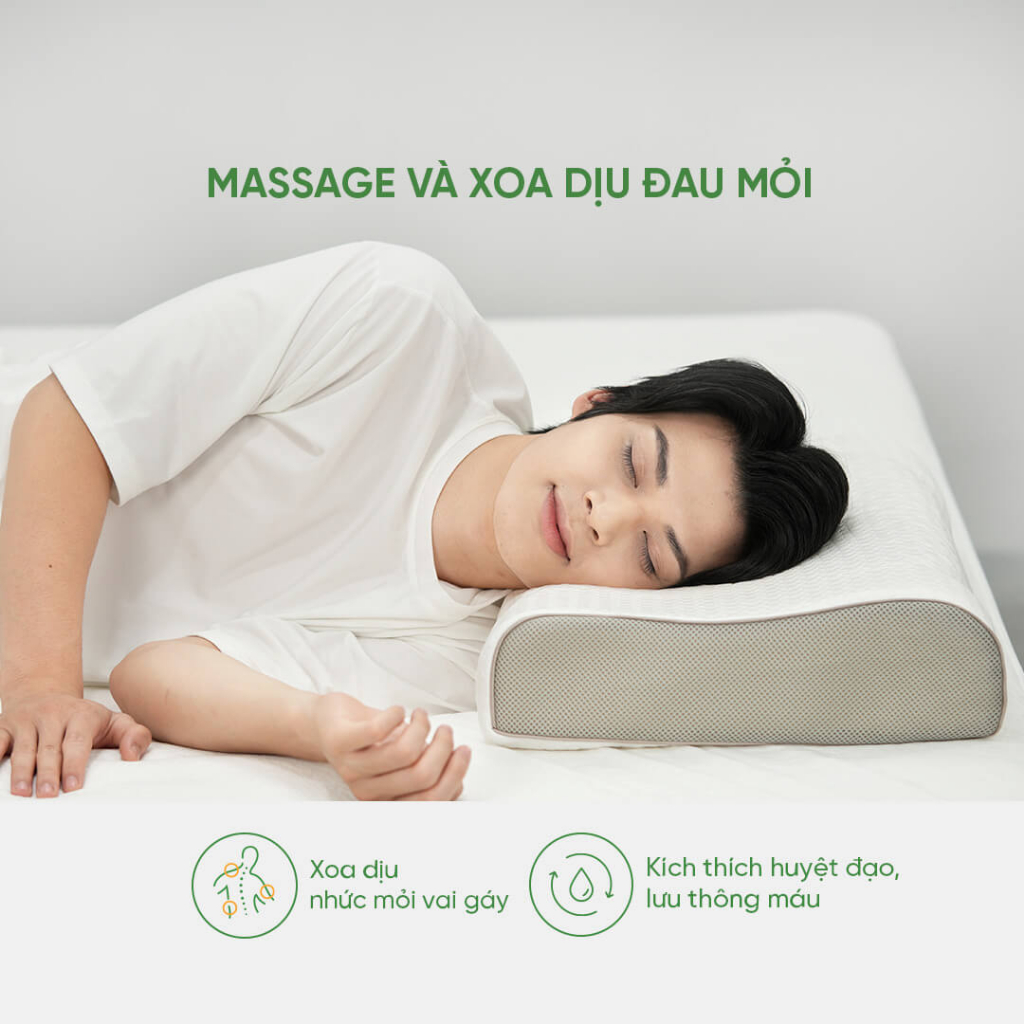 Gối cao su thiên nhiên 100% Gummi Contour Massage cao cấp chống đau vai gáy bảo hành VN