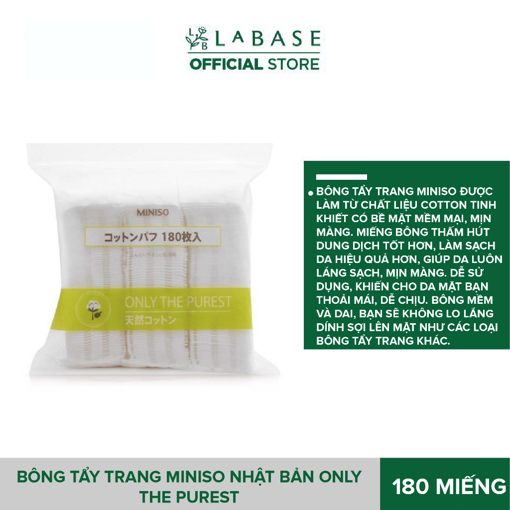 Bông Tẩy Trang Miniso Nhật Bản Only The Purest Gói 180 Miếng