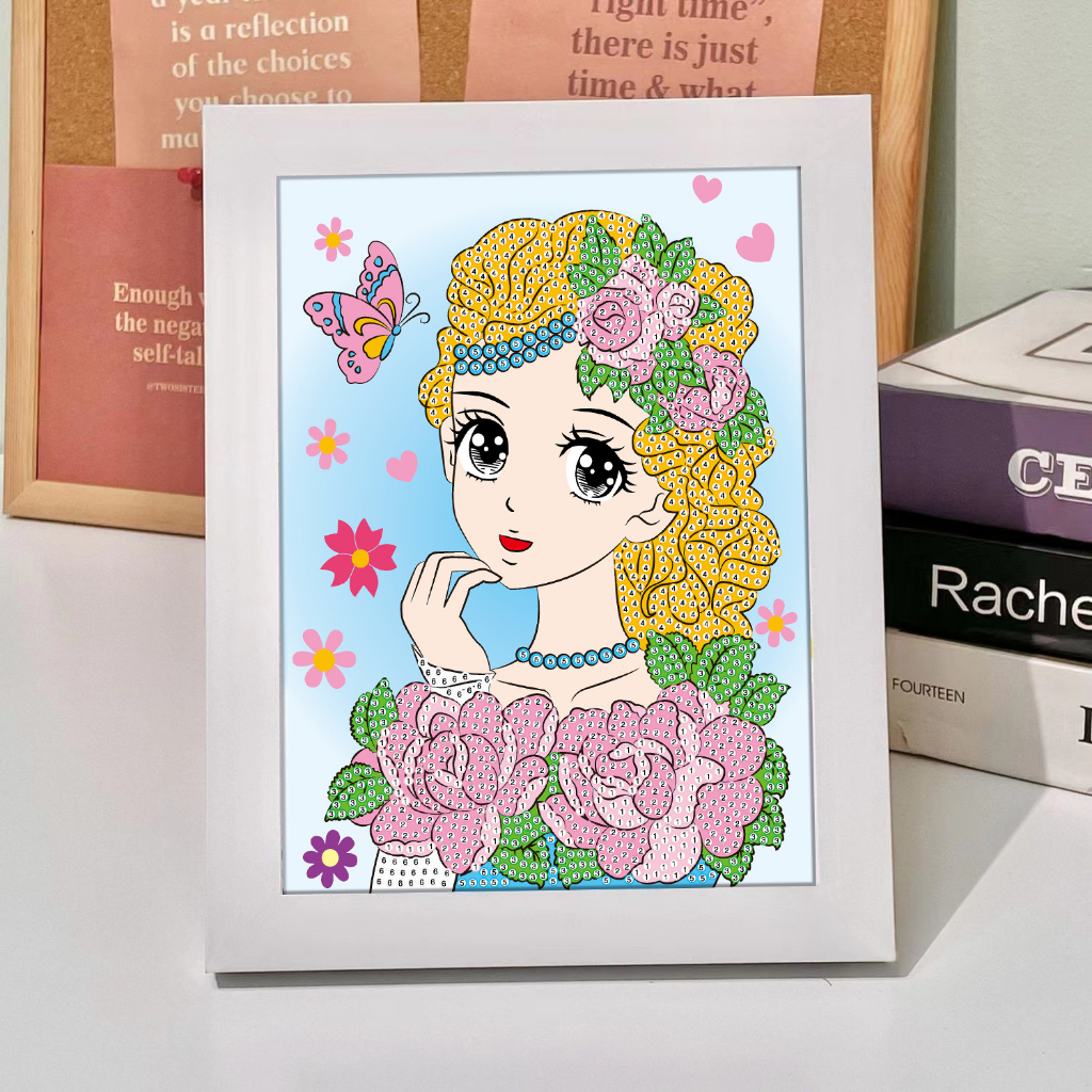 Tranh Đính Đá 5D DIY Hình Công Chúa Đáng Yêu Giúp Bé Rèn Luyện Tính Kiên Trì Sáng Tạo