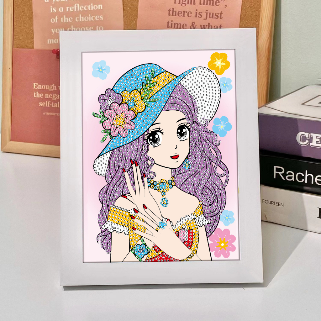 Tranh Đính Đá 5D DIY Hình Công Chúa Đáng Yêu Giúp Bé Rèn Luyện Tính Kiên Trì Sáng Tạo