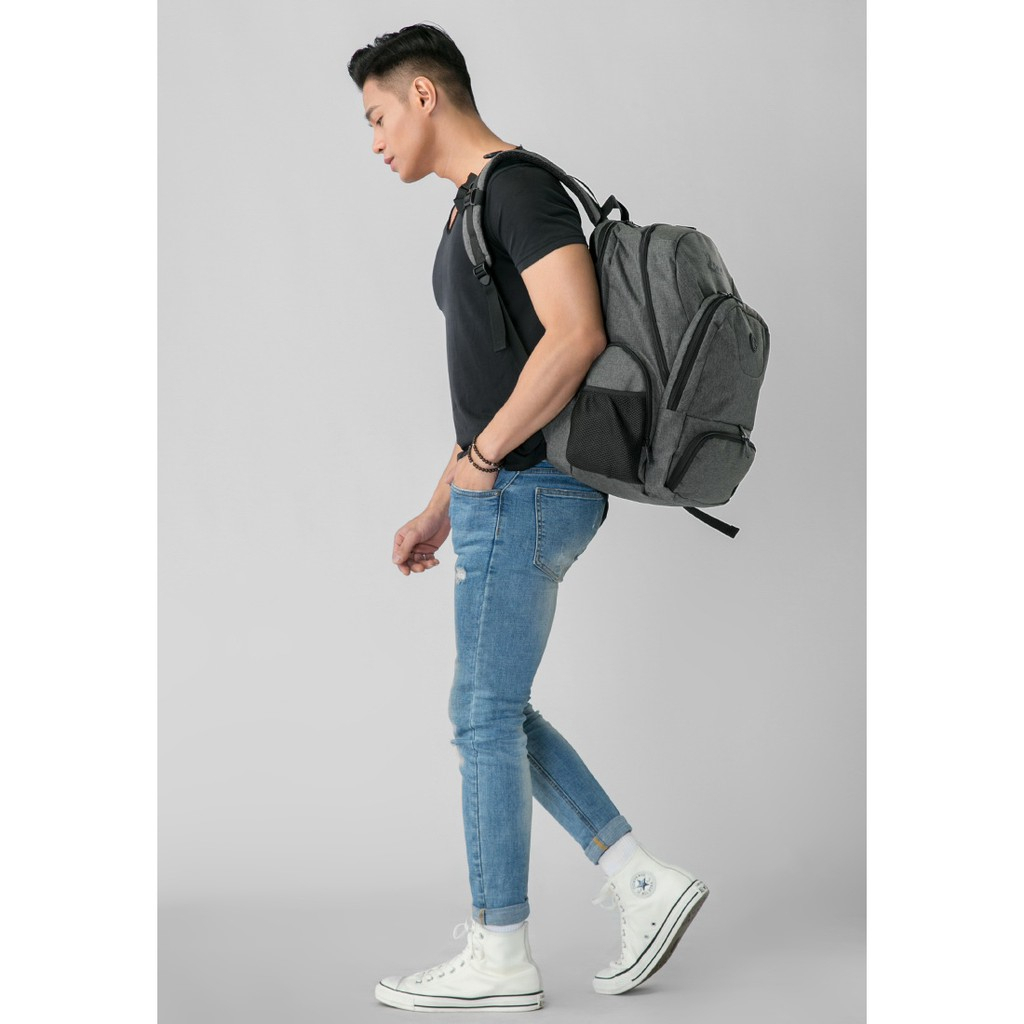 Balo Laptop 14" Ronal BL53 - Đen xước logo đen