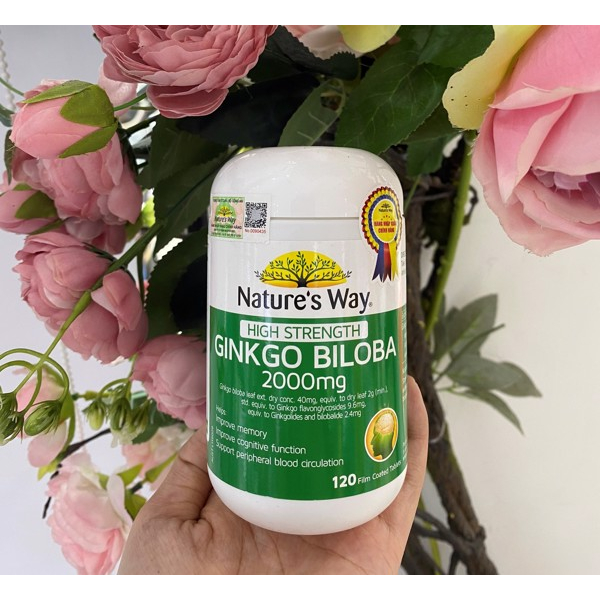 Viên uống Nature's Way High Strength Ginkgo Biloba 2000mg hỗ trợ tăng cường sức khỏe não bộ (120 viên)