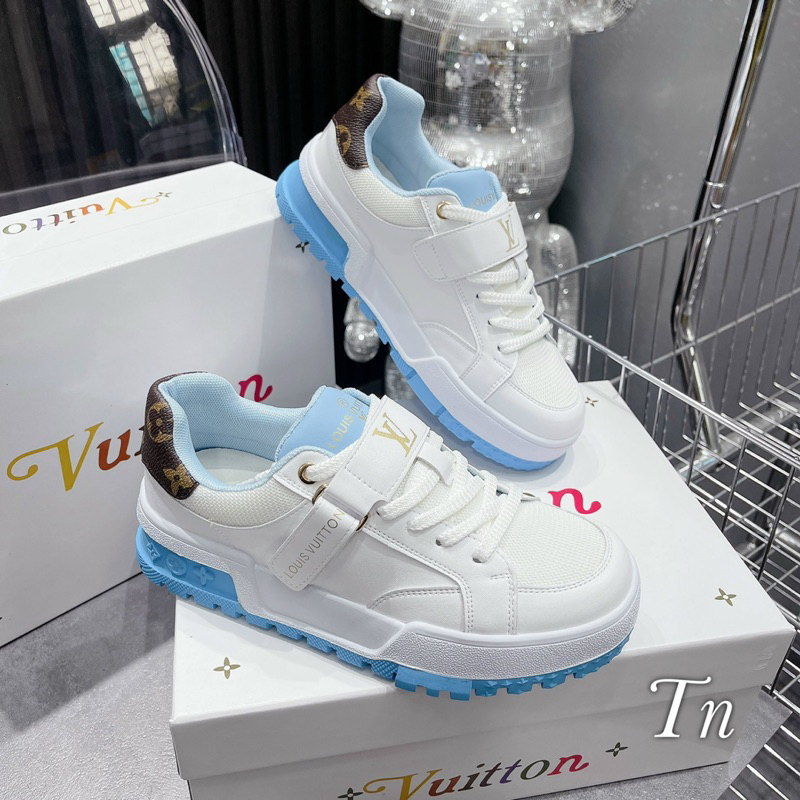 Giày thể thao lv đai gót nâu hàng qc fullbox bill