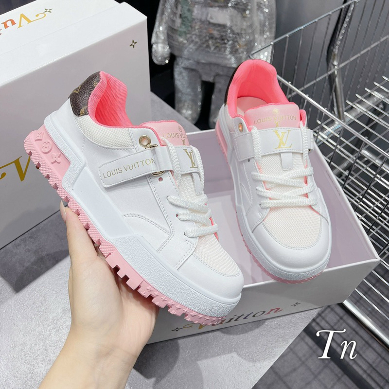 Giày thể thao lv đai gót nâu hàng qc fullbox bill