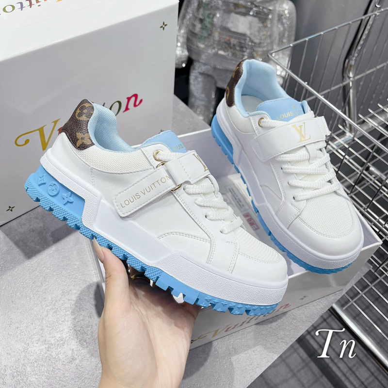 Giày thể thao lv đai gót nâu hàng qc fullbox bill