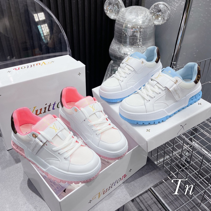 Giày thể thao lv đai gót nâu hàng qc fullbox bill