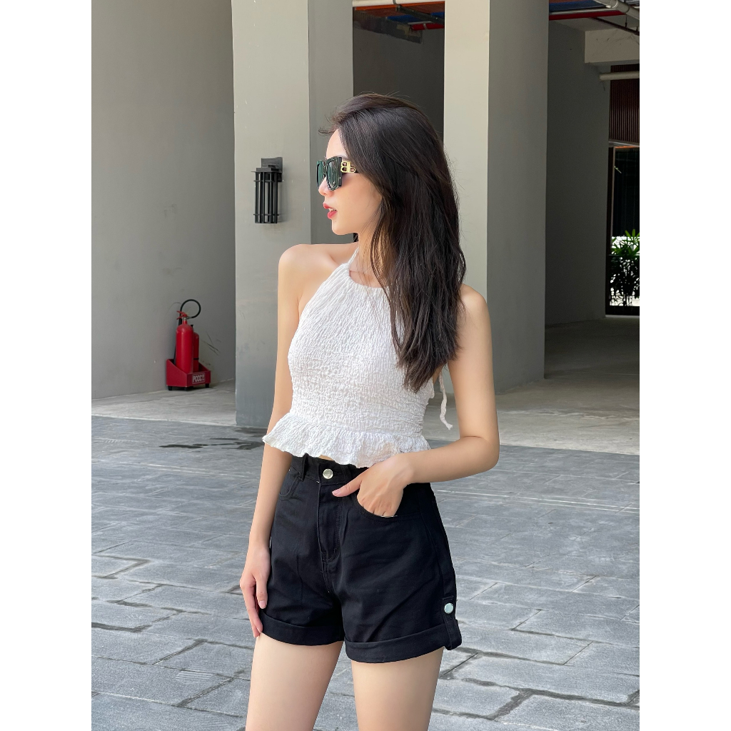 Quần short nữ kaki cạp cao lật lai nhiều màu thời trang, năng động - Xưởng May LTM