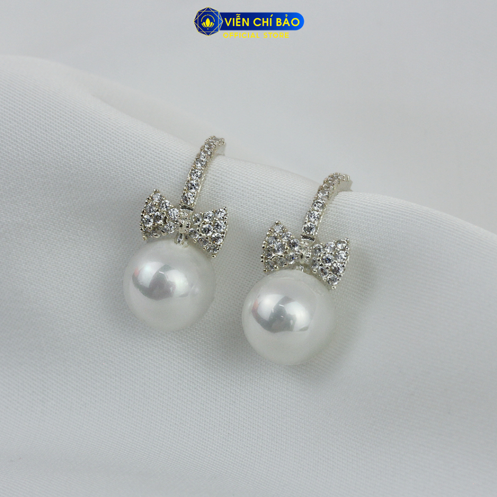 Bông Tai bạc nữ hình Nơ trái châu Mới chất liệu bạc 925 thời trang phụ kiện trang sức Viễn Chí Bảo B400227