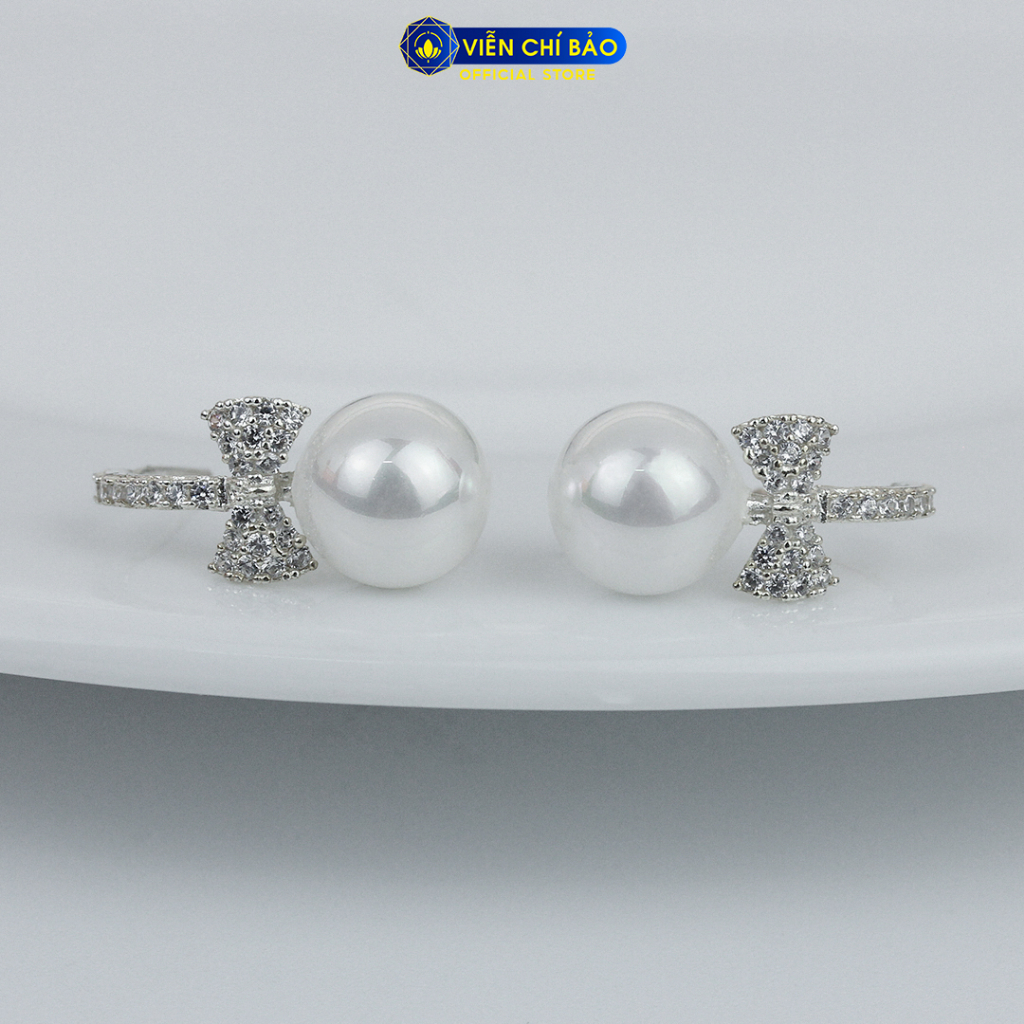 Bông Tai bạc nữ hình Nơ trái châu Mới chất liệu bạc 925 thời trang phụ kiện trang sức Viễn Chí Bảo B400227