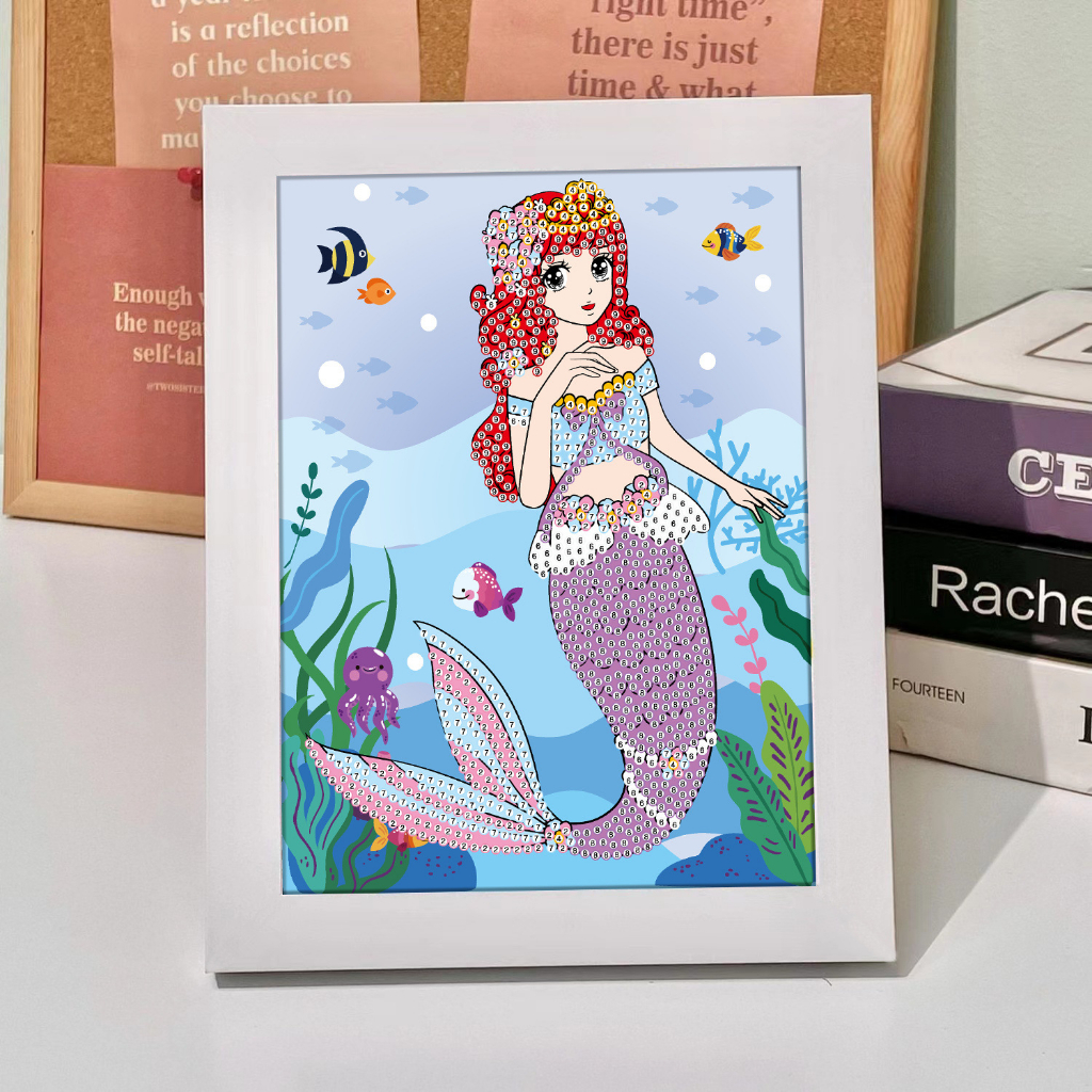 Tranh Đính Đá 5D DIY Hình Công Chúa Đáng Yêu Giúp Bé Rèn Luyện Tính Kiên Trì Sáng Tạo