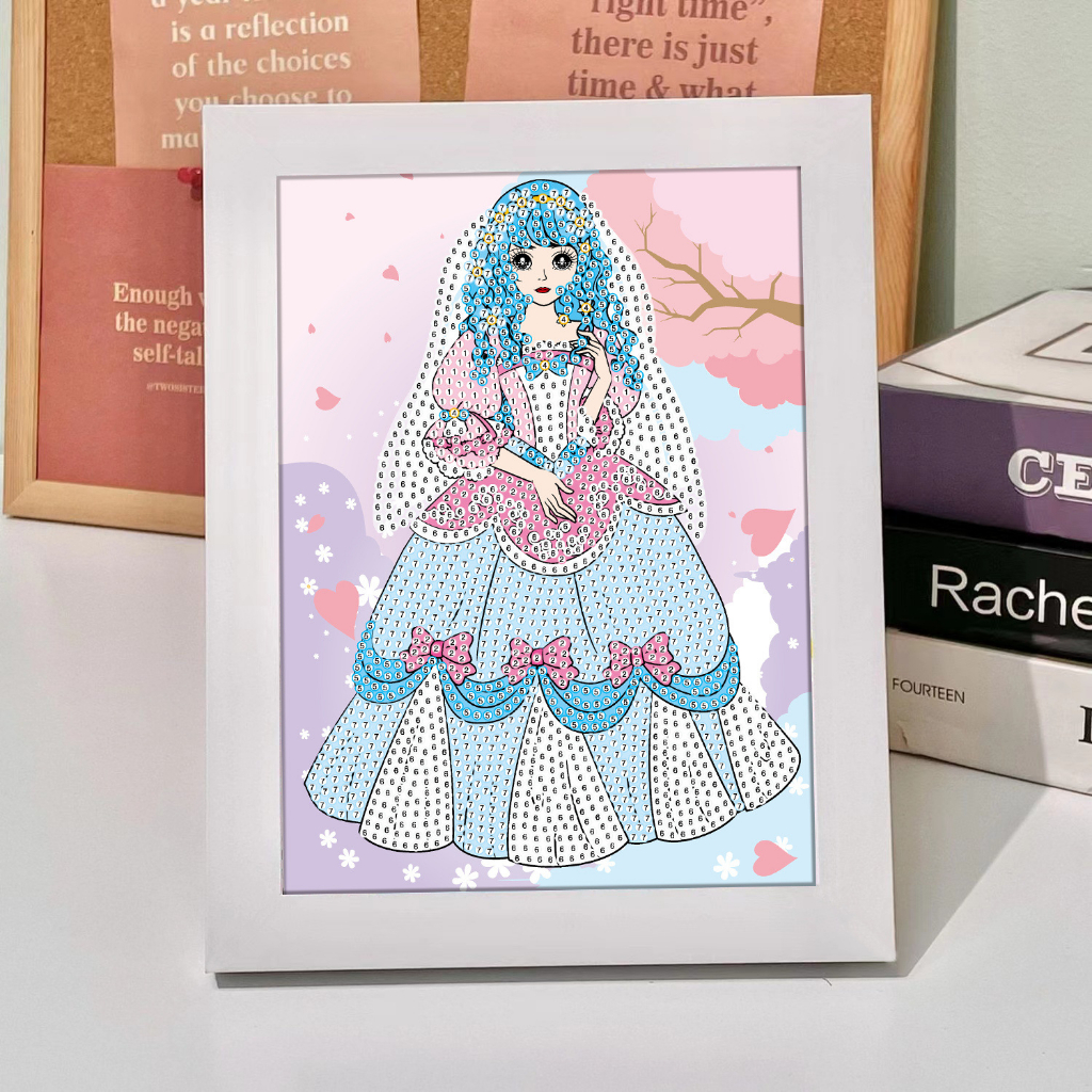 Tranh Đính Đá 5D DIY Hình Công Chúa Đáng Yêu Giúp Bé Rèn Luyện Tính Kiên Trì Sáng Tạo