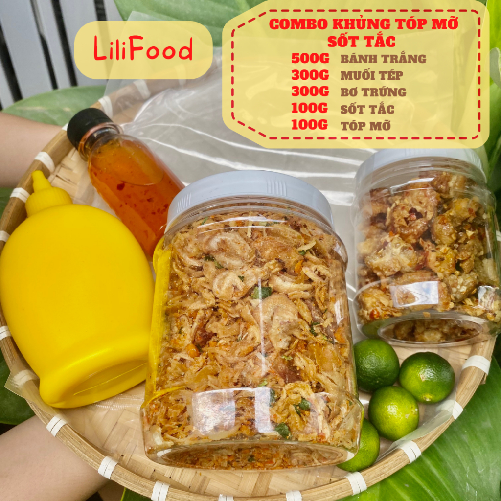 COMBO Bánh Tráng Phơi Sương - Muối Tôm Hành Phi - Chai Bơ Trứng Gà Siêu Béo - Tóp Mỡ - Sốt Tắc/Ớt Rim/Ớt Me - LiliFood