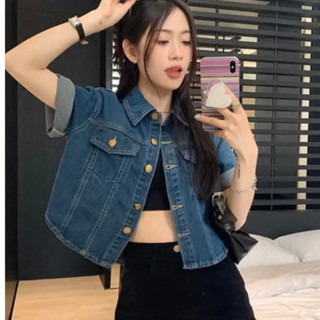  Áo sơ mi Joomate chất jean dáng croptop tay ngắn  Aojeancrt 7019 p0k17 