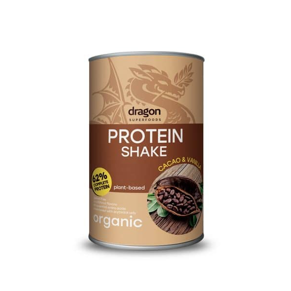 Bột protein thực vật hữu cơ vị cacao (Organic Protein Shake Cacao and Vanilla) - Dragon Superfoods - 500g - HSMShop