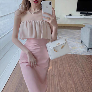 (S46) Váy Body Dài Bèo Ngực Siêu Ôm Dáng Phong Cách Nhẹ Nhàng❤️