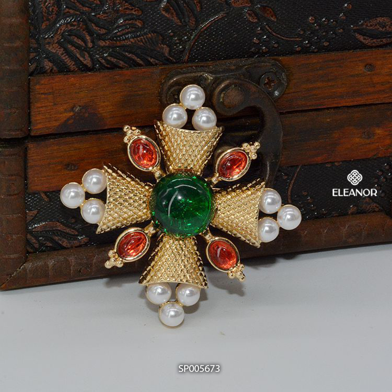 Ghim cài áo nam nữ Eleanor Accessories hình chuông đính đá ngọc trai nhân tạo phụ kiện thời trang 5673