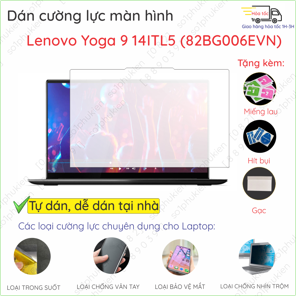 Dán màn hình cường lực Lenovo Yoga 9 14ITL5/ Yoga 9i gen 8 / Yoga Book 9i 13IRU8 nano dẻo siêu mỏng trong suốt,nhám