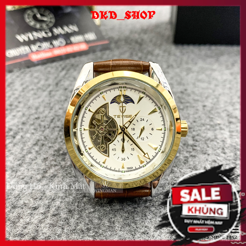 Đồng hồ cơ nam Tevise T795  dây da cao cấp,full box, mặt kính sapphire chống xước, chống nước,bảo hàng 12 tháng