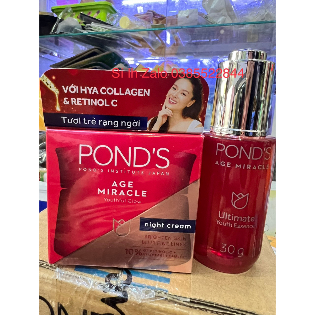 Combo Serum và Kem chống lão hóa ban đêm Pond's Age Miracle 50g