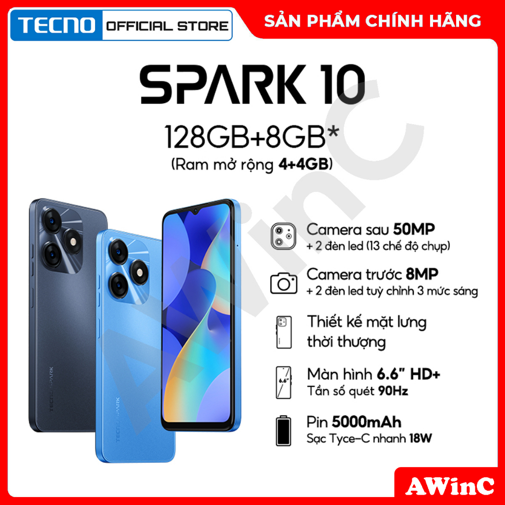 Điện thoại Tecno SPARK 10 4GB/128GB - Hàng Phân Phối Chính Hãng