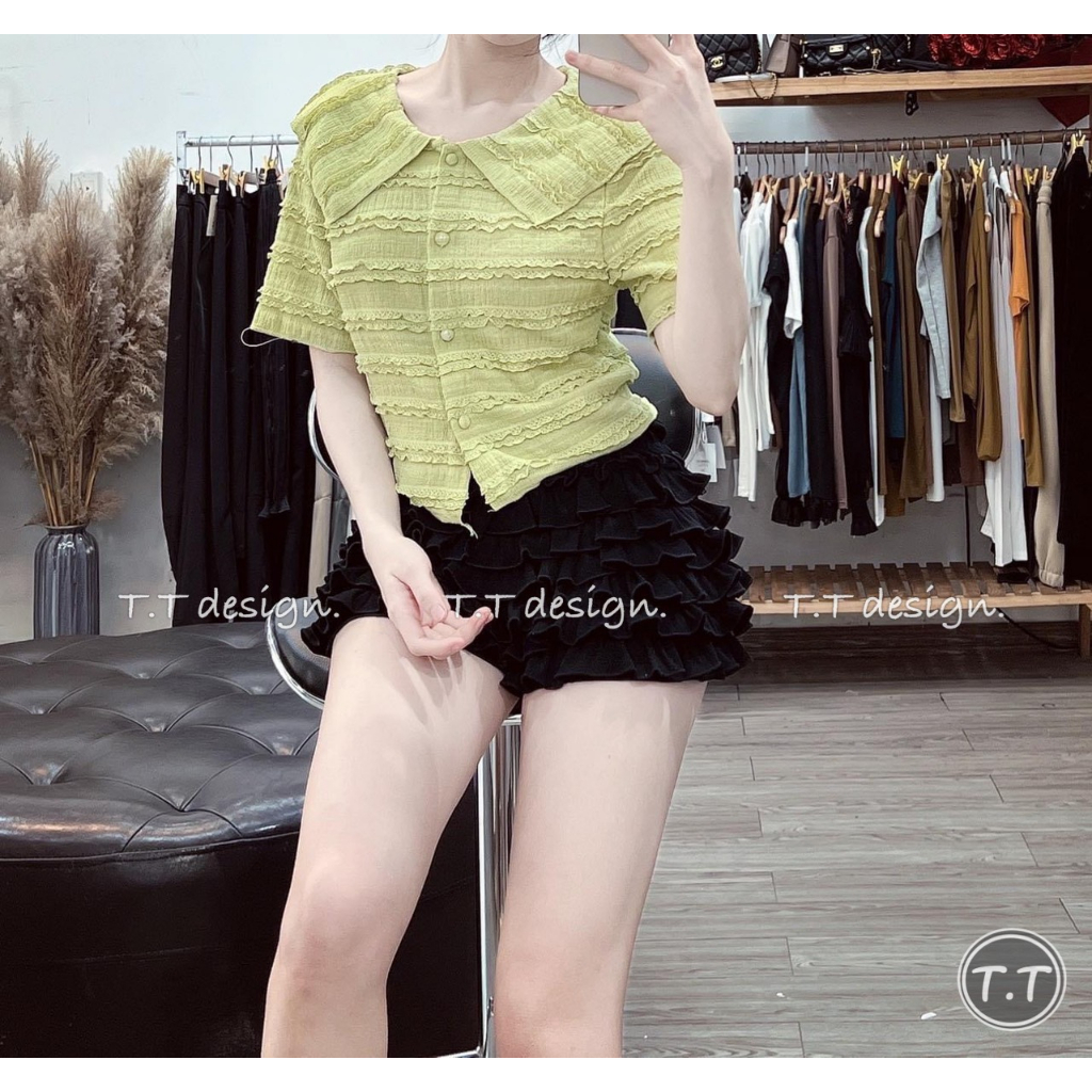 sơ mi đũi gân cổ bản to Cổ chữ V Ôm gọn_23169