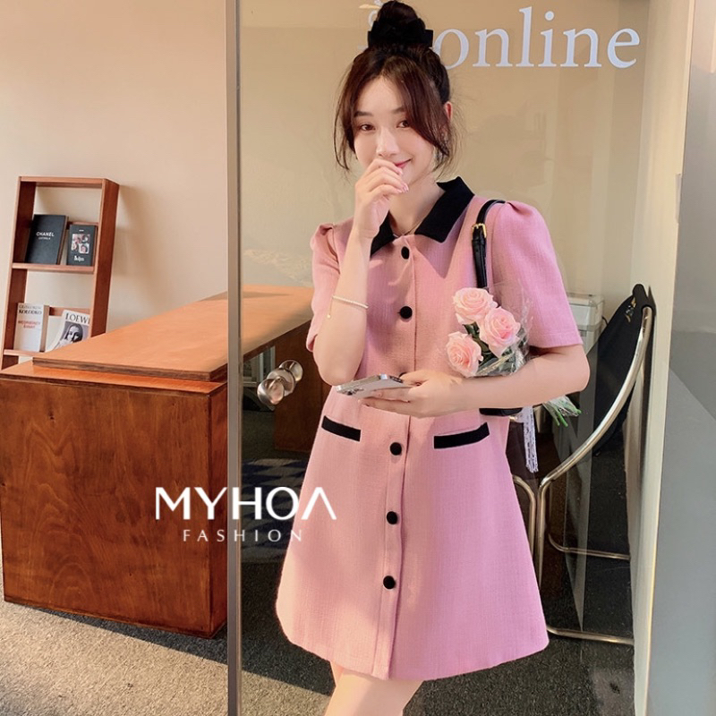 MYHOA| Váy Dạ Nữ Cộc Tay Dáng Xuông Công Sở TKCC