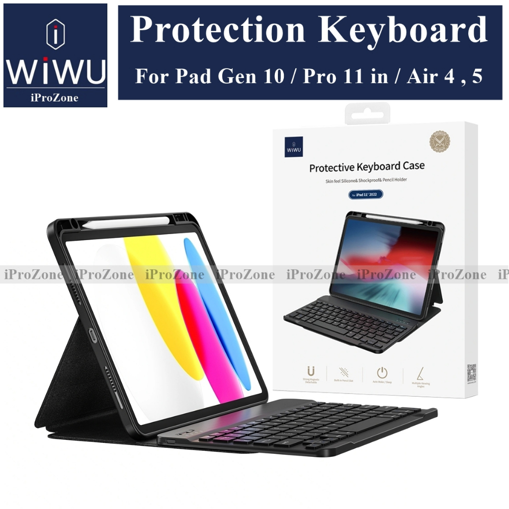 Bao Da / Case kèm Bàn Phím WIWU Protective Keyboard cho IPad Gen 10 2022 / Pro 11 inch M1 / Air 4 / 5 M2 / Gen 9 10.2 in