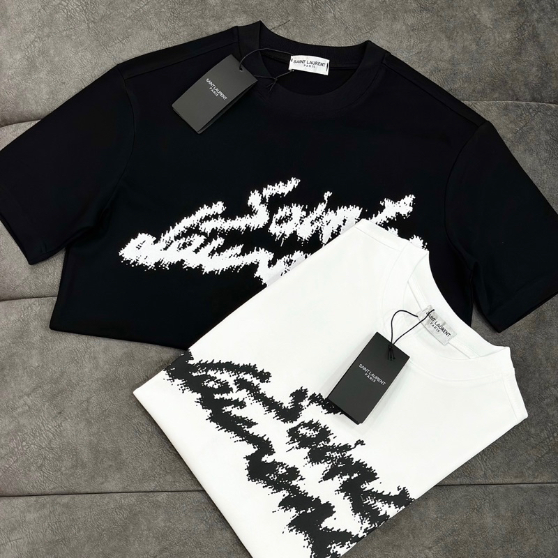 Áo thun Saint Laurent in chữ cao cấp Áo phông nam nữ in chữ cao cấp