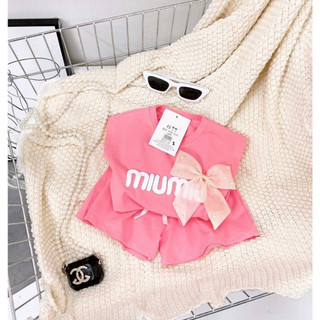 Quần áo trẻ em cho bé gái MiuMiu đơm hoa gắn cườm hàng chất cotton Hàn hiệu nhà MiDu Kid