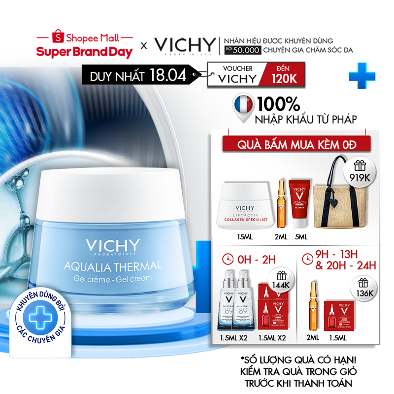 Kem dưỡng ẩm và cung cấp nước dạng gel Vichy Aqualia Thermal Cream-Gel 50ml