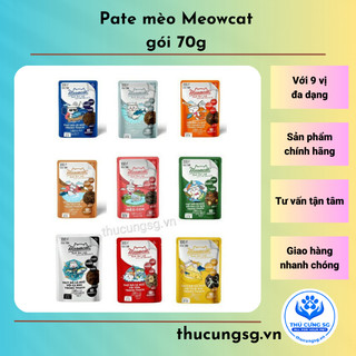 Pate mèo Meowcat gói 70g,thức ăn cho mèo con và mèo trưởng thành(gồm 9 vị)