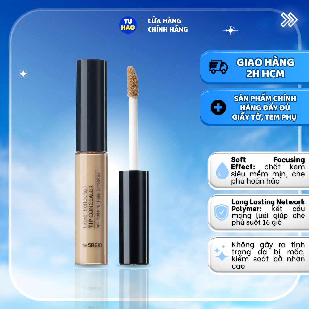 Kem che khuyết điểm The Saem Cover Perfection Tip Concealer (6.5g)