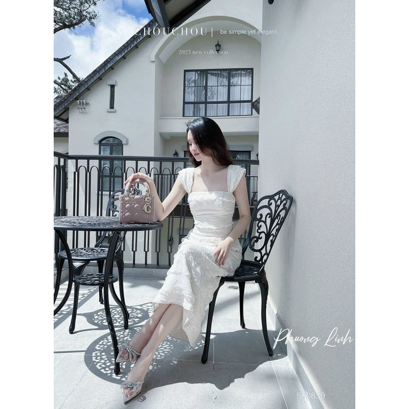 Váy đầm nữ ren cánh tiên phối hoạ tiết ren nổi siêu xinh