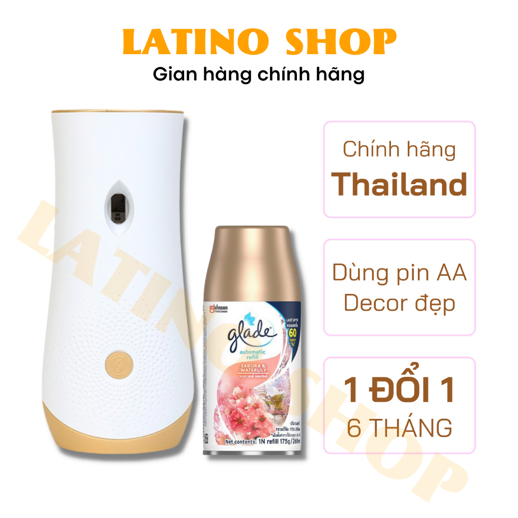 Máy Xịt Thơm Phòng Tự Động GLADE 7 Hương Thơm Dịu Nhẹ, Thay Lõi 269ml,[100% CHÍNH HÃNG] - Latino Shop