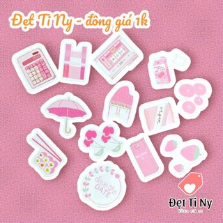 Set 3 sticker nhiều hình màu hồng - ngẫu nhiên