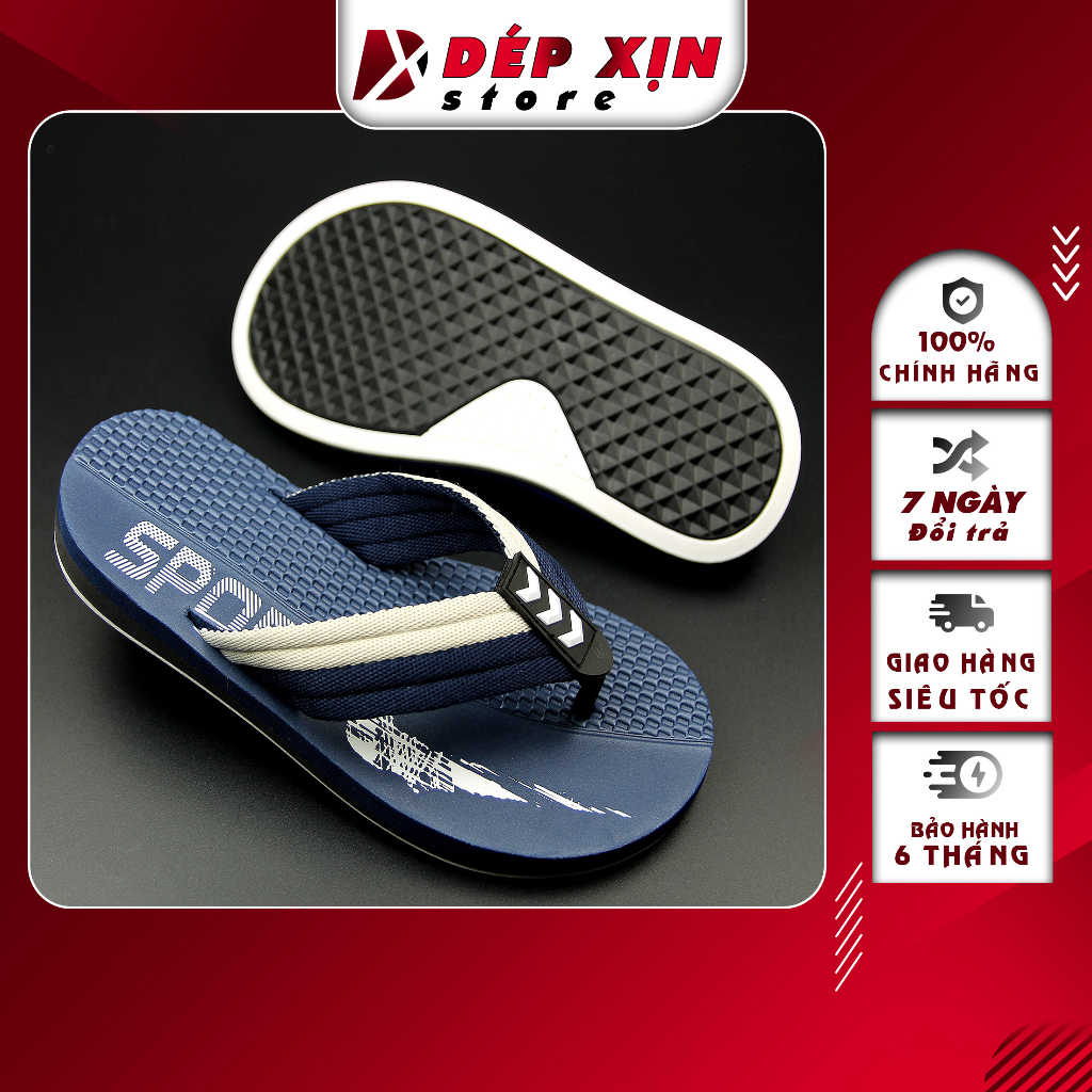 Dép Kẹp Sport Thái Lan Cao Cấp Quai Vải Đế Cao Su Chống Trơn (Xanh Đen)