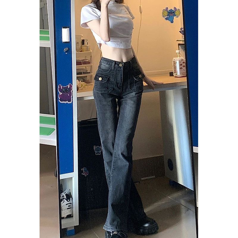 QUẦN JEAN TÚI VUÔNG ỐNG LOE XANH ĐẬM QUẢNG CHÂU SIÊU HOT